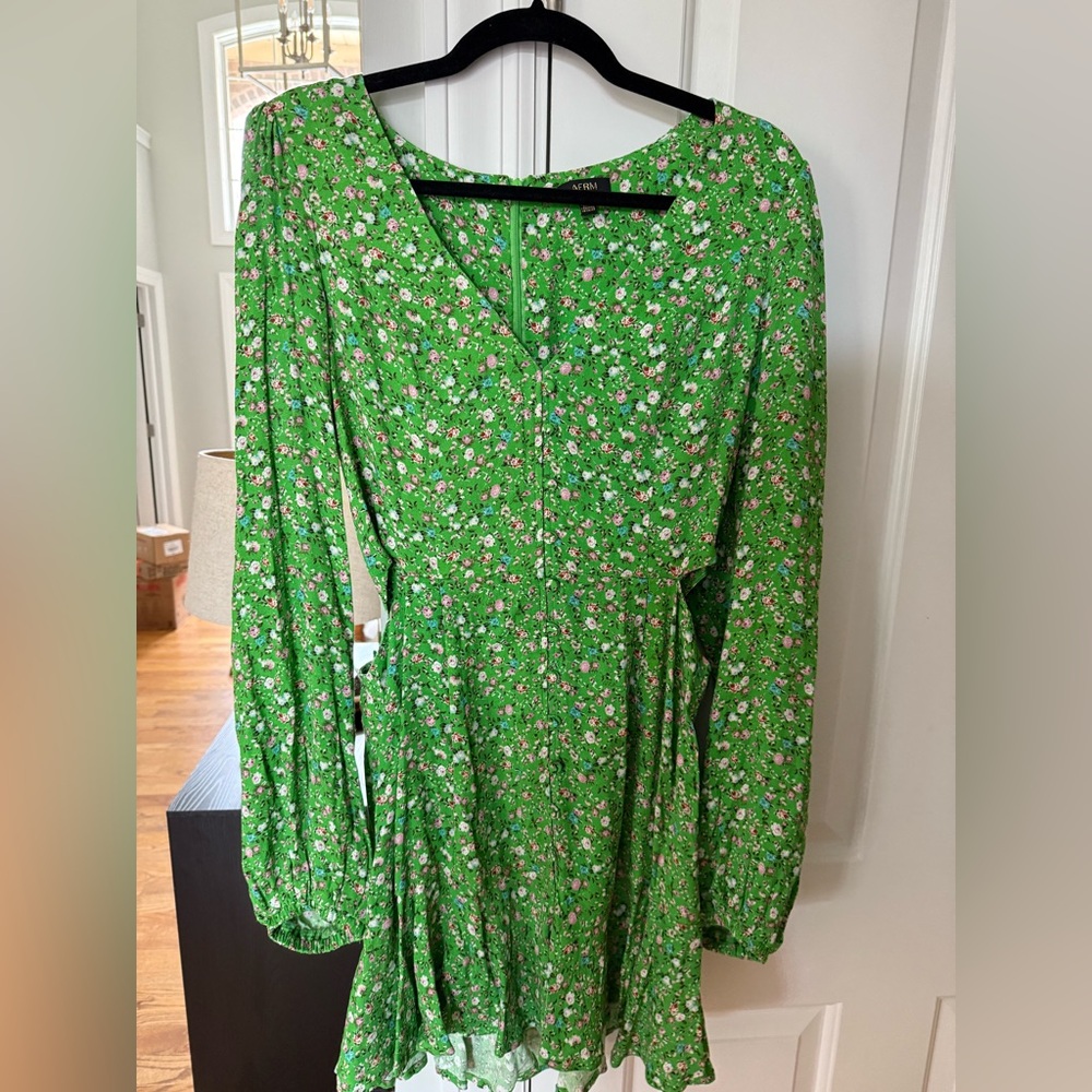 Floral Green Dress with side cutouts (never used)